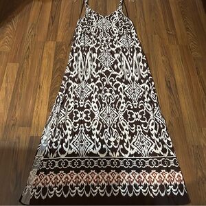 MSK Brown Printed Maxi Dress Lightweight Rayon